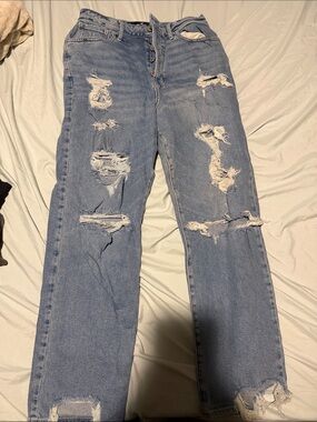 Hollister Light Blue Ripped Boyfriend Jeans